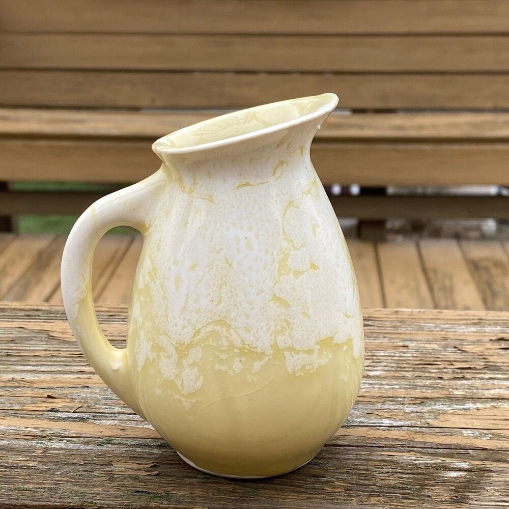 Vintage USA Pottery Mini Yellow Pitcher Versatile Decor USA 90-8